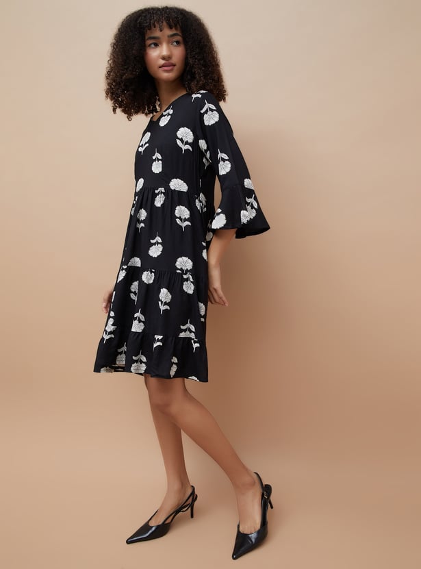 COLOUR ME Floral Print Tiered Dress
