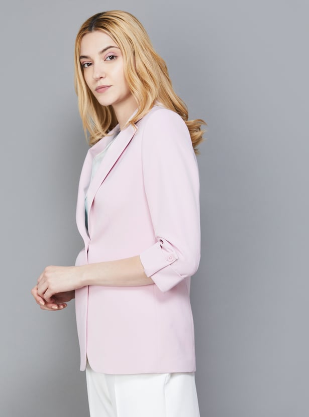 VAN HEUSEN Solid Single-Breasted Blazer