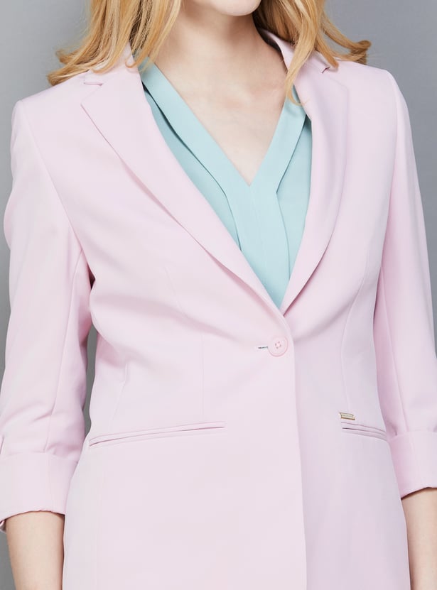 VAN HEUSEN Solid Single-Breasted Blazer