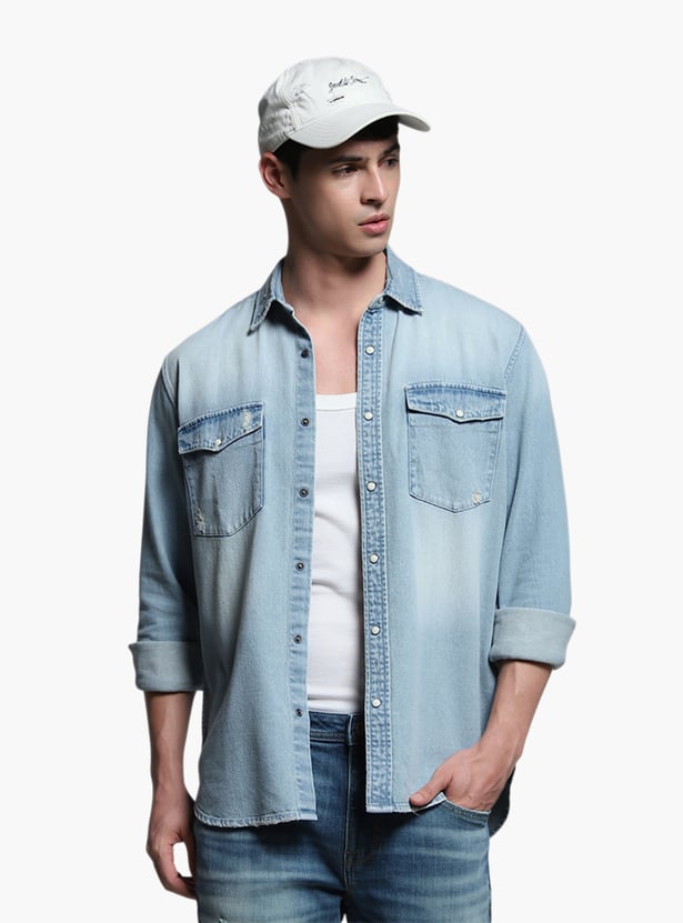 Buy JACK JONES Washed Regular Fit Denim Shirt from JACK JONES
