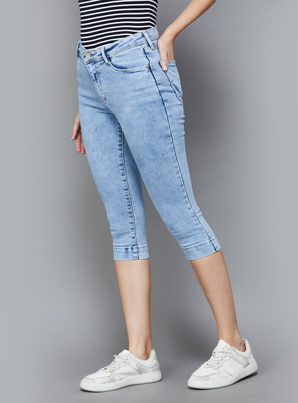 KRAUS Washed Slim Fit Denim Capris