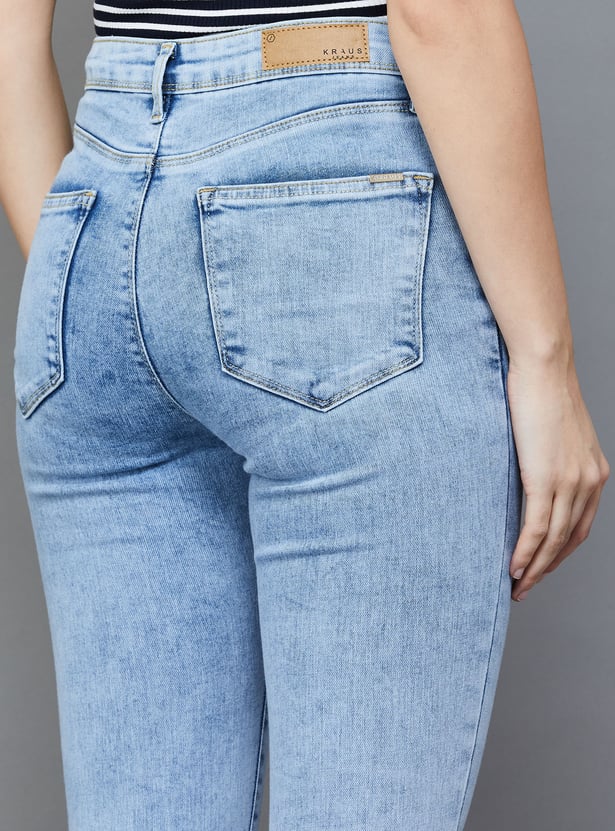 KRAUS Washed Slim Fit Denim Capris