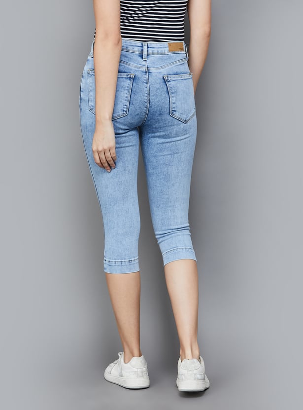 KRAUS Washed Slim Fit Denim Capris