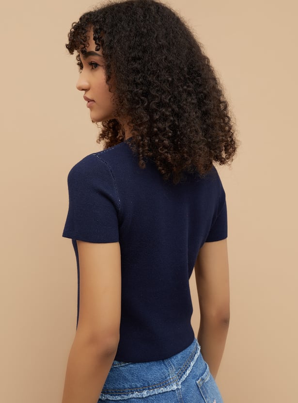 Buy GINGER Jacquard Knit Crop Top from Ginger at just INR 999.0