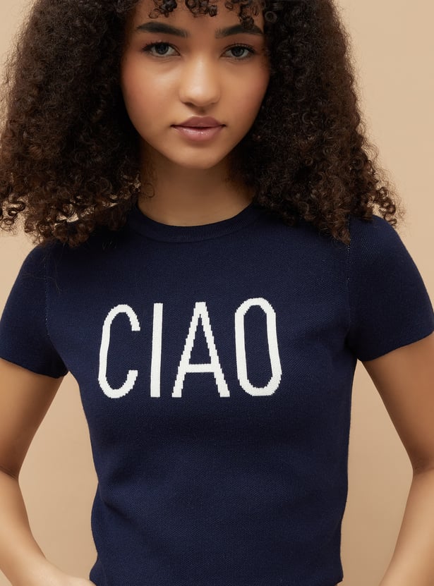 Buy GINGER Jacquard Knit Crop Top from Ginger at just INR 999.0