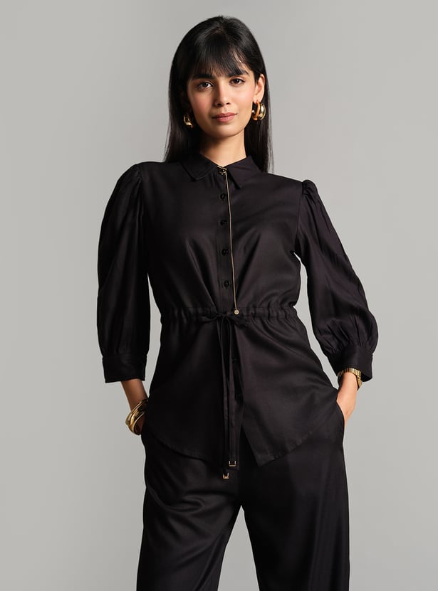 AND Solid Puffed Sleeve Co-Ord Set