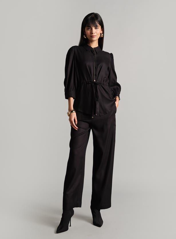 AND Solid Puffed Sleeve Co-Ord Set