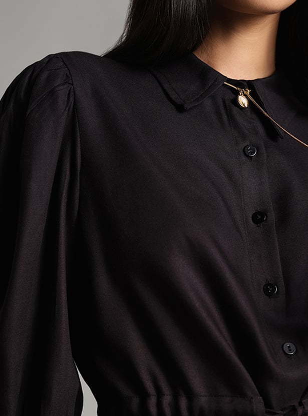 AND Solid Puffed Sleeve Co-Ord Set