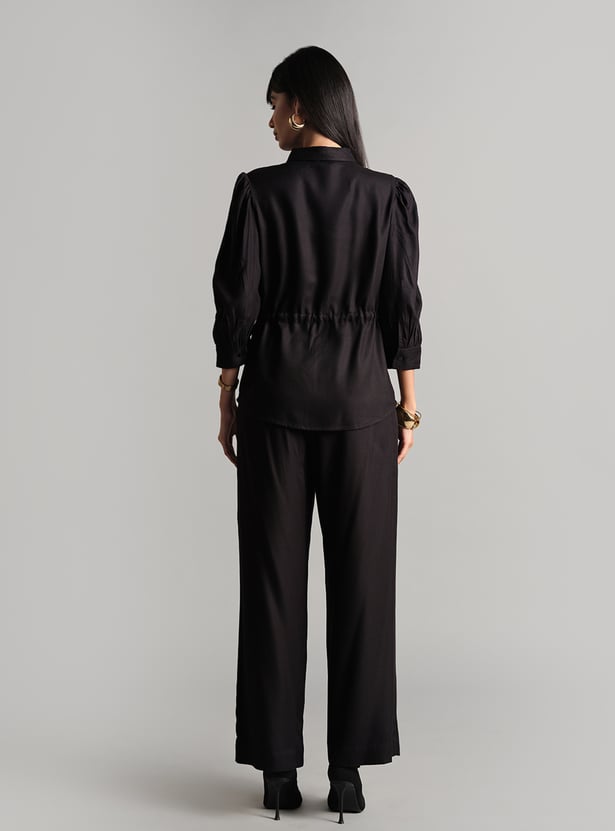 AND Solid Puffed Sleeve Co-Ord Set