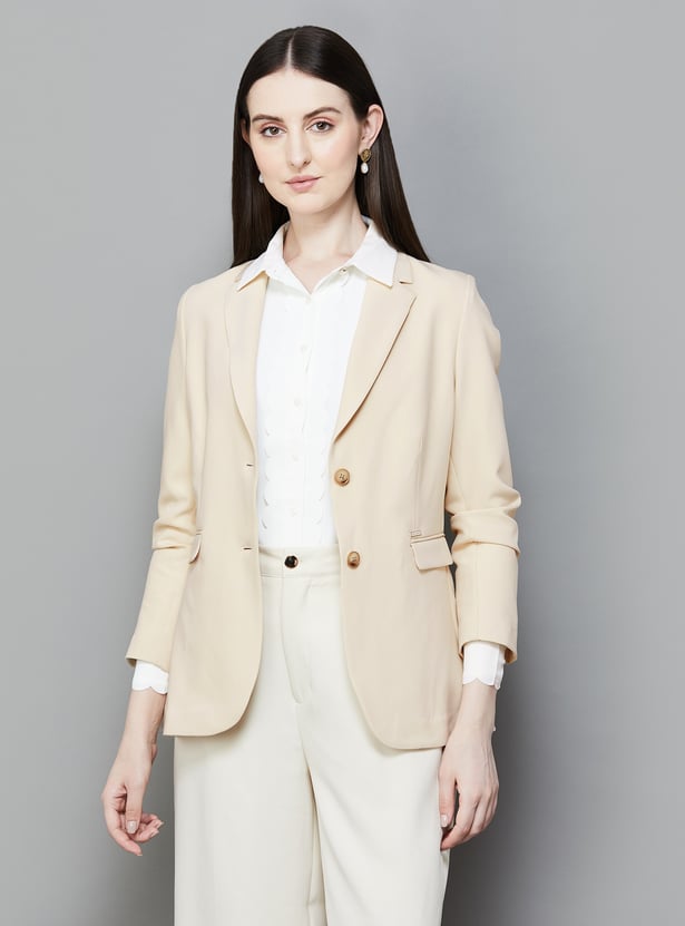 VAN HEUSEN Solid Single Breasted Blazer