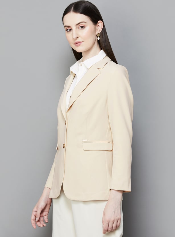 VAN HEUSEN Solid Single Breasted Blazer