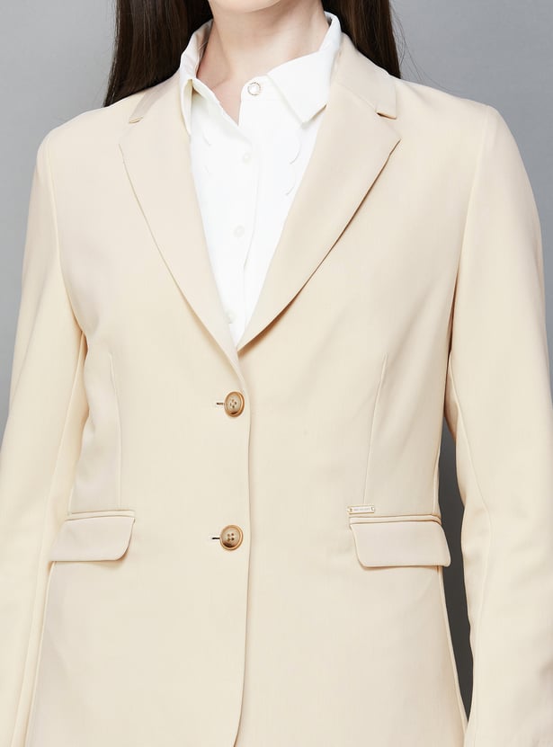 VAN HEUSEN Solid Single Breasted Blazer