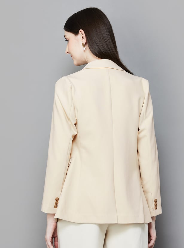 VAN HEUSEN Solid Single Breasted Blazer
