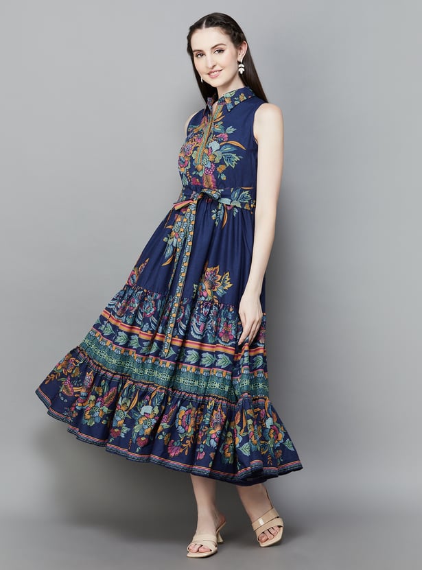 BIBA Floral Print A-line Dress