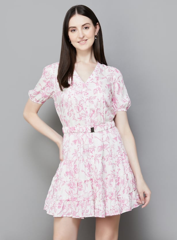 LATIN QUARTERS Floral Print Tiered Dress