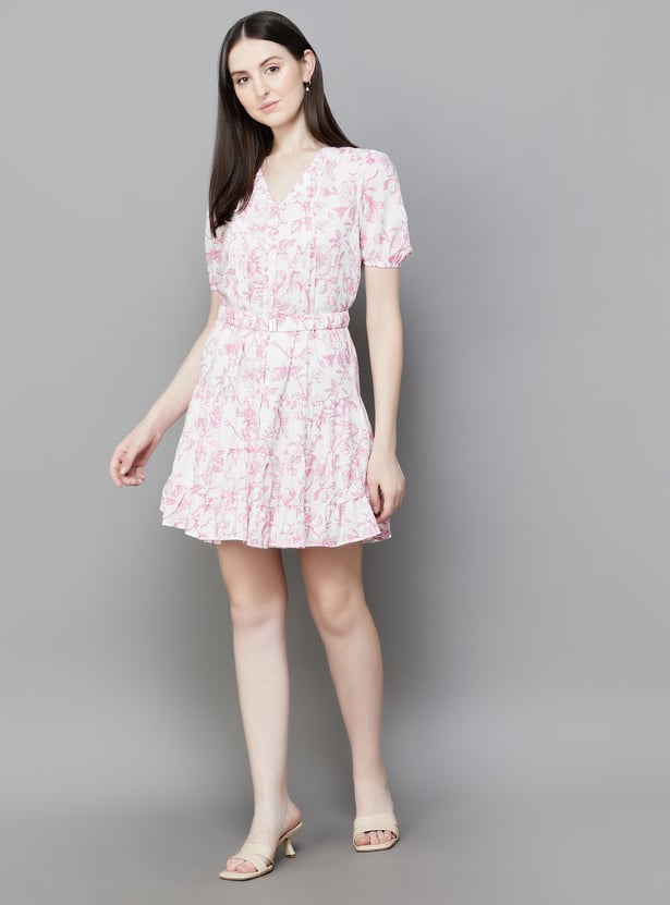 LATIN QUARTERS Floral Print Tiered Dress