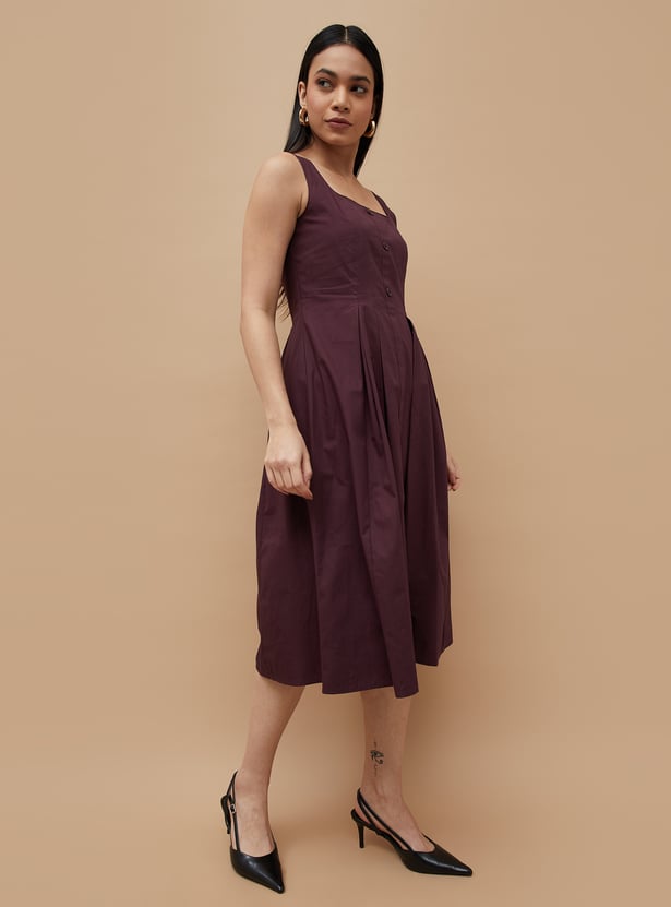 Buy CODE Box Pleated Fit Flare Dress from CODE at just INR