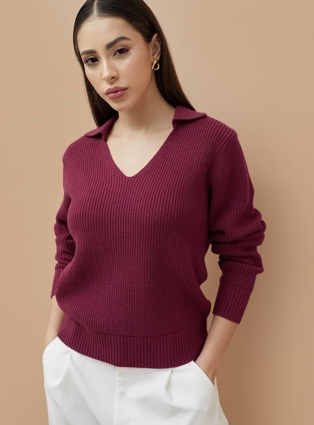 CODE Knitted Collared Sweater