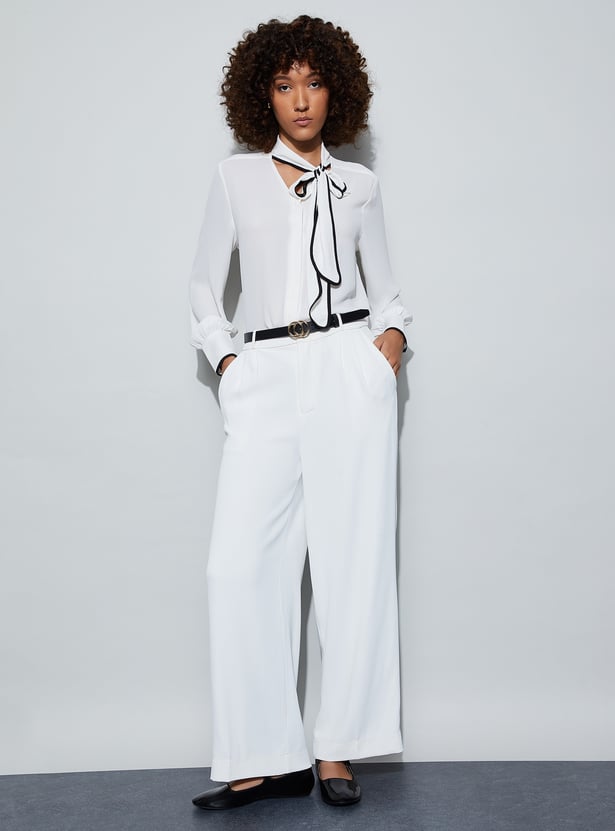 トップス LOHEN BICOLOR CORD BLOUSE white タグ付き】ローヘンlohen BICOLOR CORD BLOUSE トップス