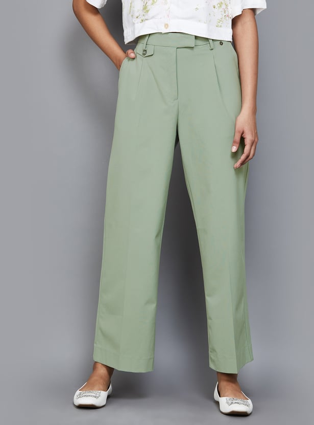 Buy VAN HEUSEN Pleated Regular Fit Trousers from Van Heusen at