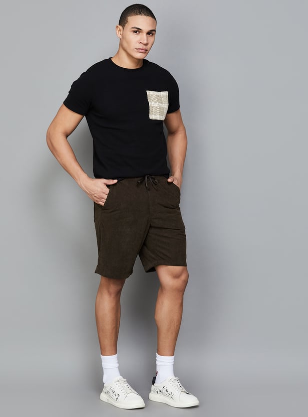 Buy T-BASE Corduroy Textured Elasticated Shorts from T-Base at