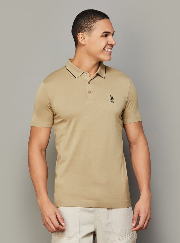 Buy US POLO ASSN Solid Polo T-shirt from US Polo Assn at just INR