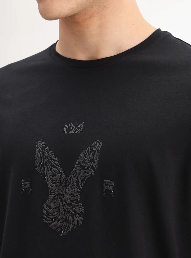 Buy RARE RABBIT Logo Print T-shirt from Rare Rabbit at just INR 2299.0