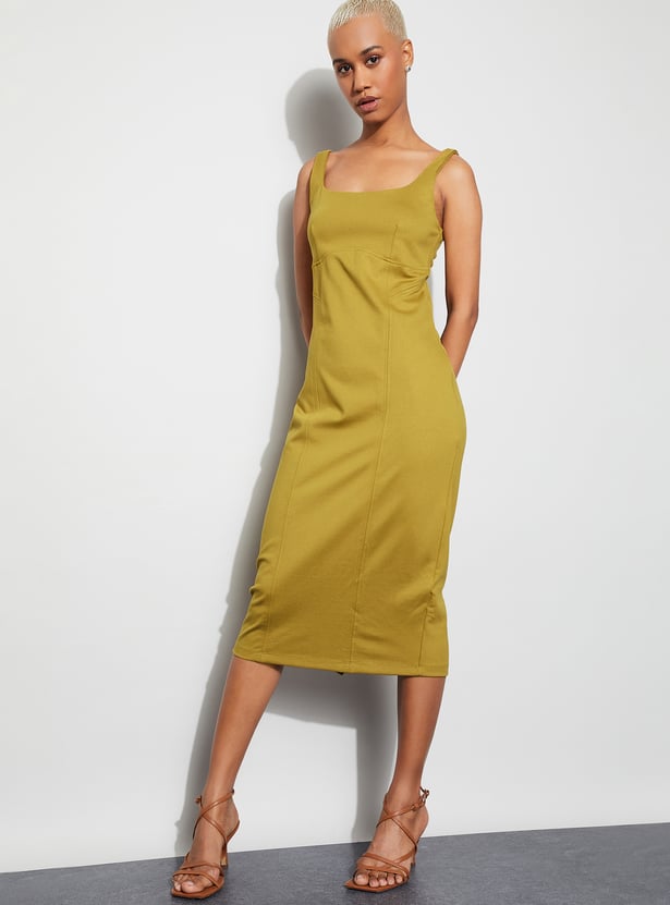 Vivo Tatari Panelled Sheath Dress - Rust / Black