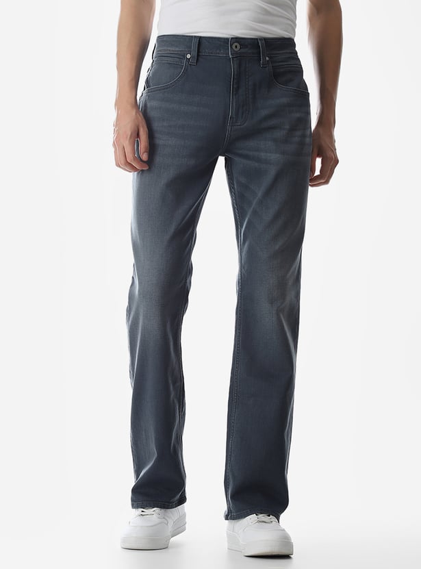 JACK JONES Washed High Rise Cliff Bootcut Jeans - Main Image