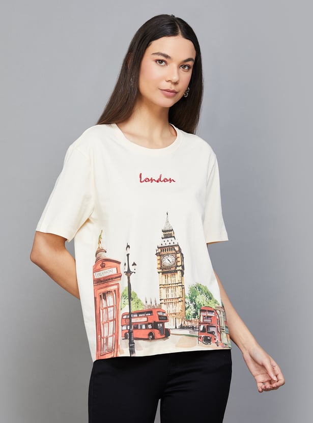 Buy VERO MODA London Print T-shirt from Vero Moda at just INR
