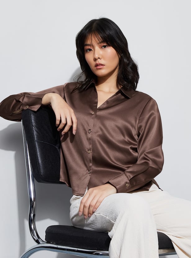 Buy CODE Solid Satin Shirt from CODE at just INR 1399.0