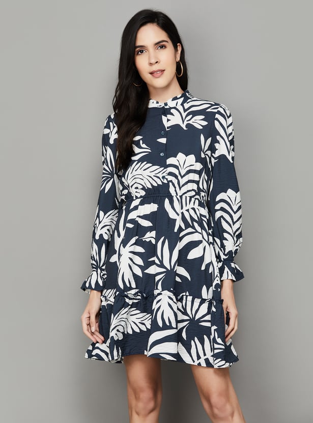 Botanical Print Mini Dress main image 1