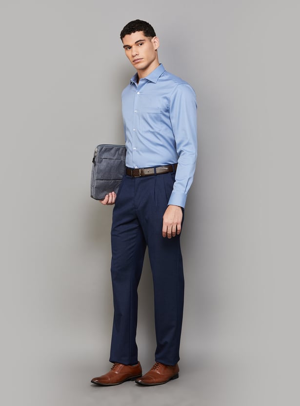 Buy PARK AVENUE Textured Regular Fit Formal Trousers from Park Avenue ...