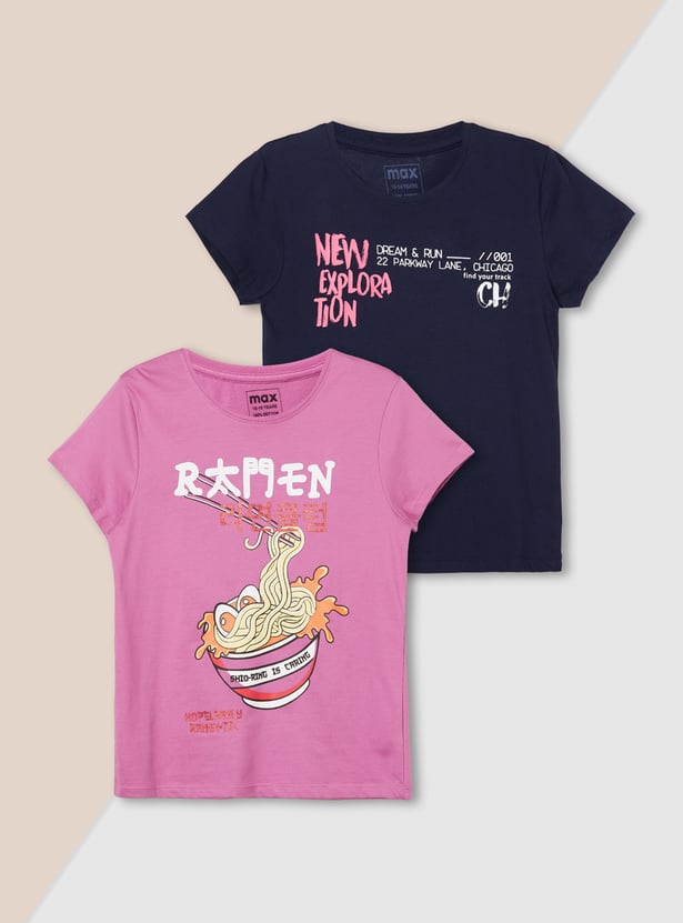 Girls Printed T-shirt - Pack of 2