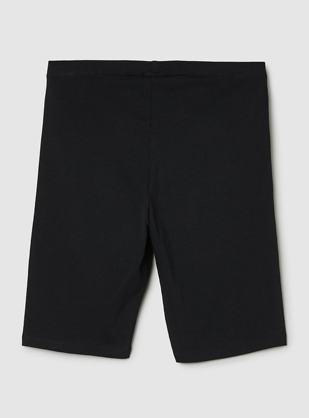 Girls Solid Cycling Shorts - Pack of 2