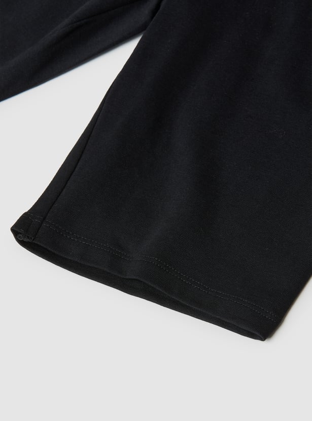 Girls Solid Cycling Shorts - Pack of 2