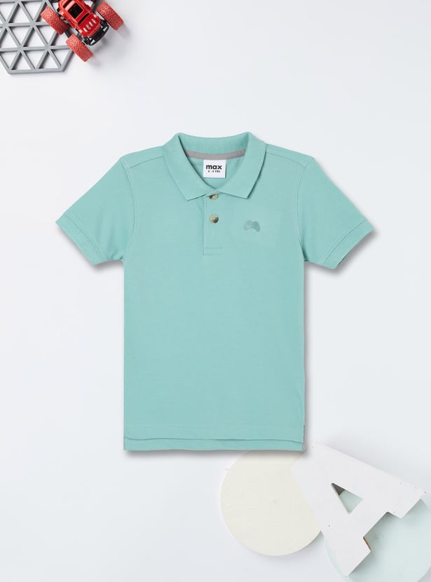 Boys Textured Polo T-shirts - Pack of 2