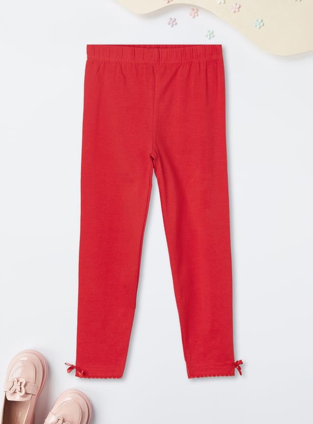 Girls Solid Leggings - Pack of 2