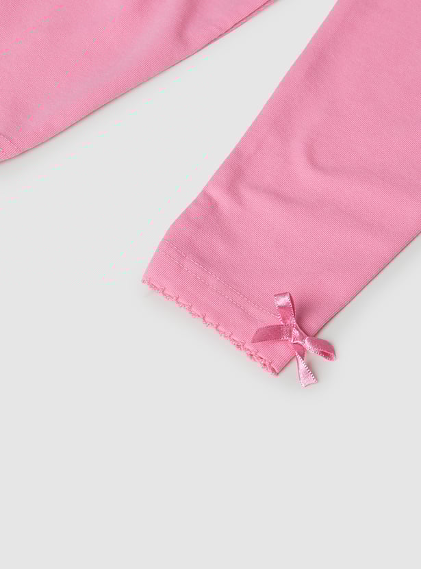 Girls Solid Leggings - Pack of 2