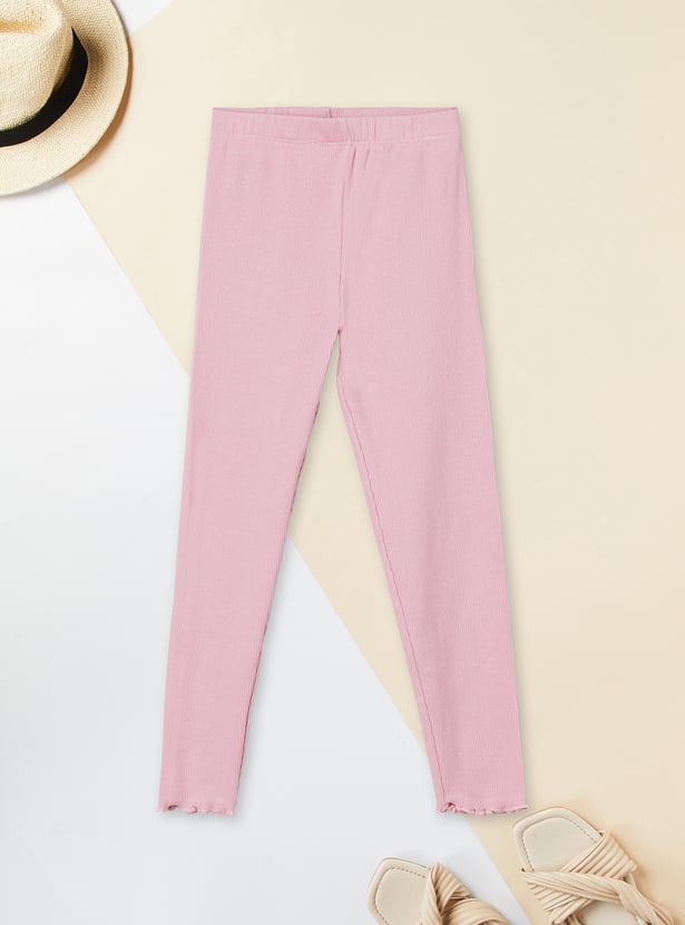 Girls Solid Leggings - Pack of 2