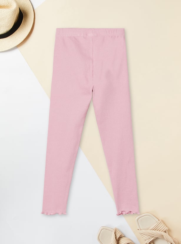 Girls Solid Leggings - Pack of 2