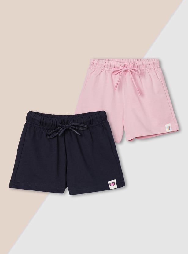 Girls Solid Shorts - Pack of 2