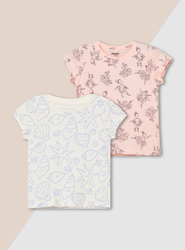 Girls Printed T-shirt - Pack of 2