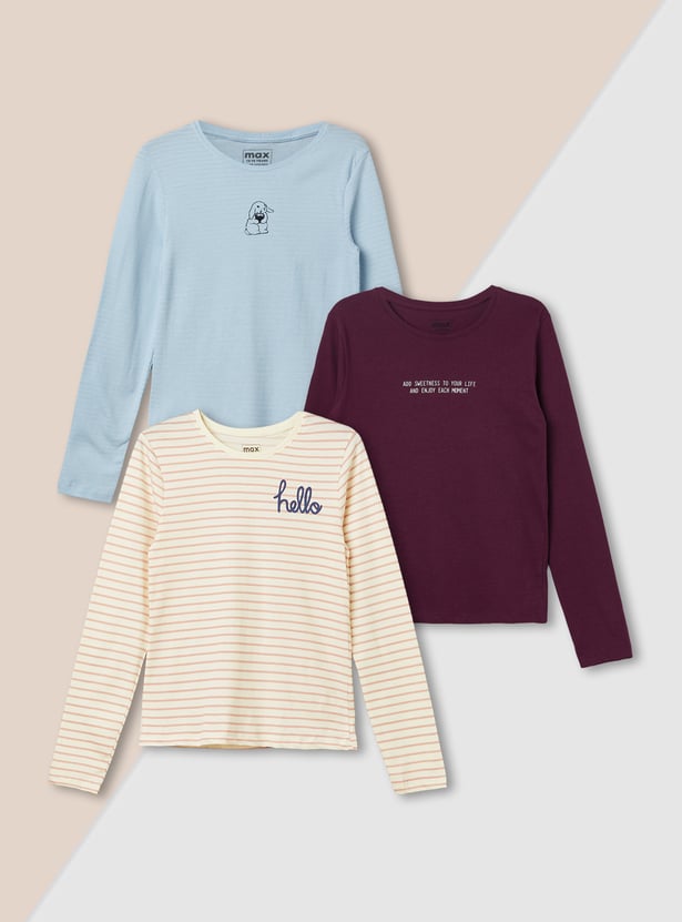 Girls Printed T-shirt - Pack of 3