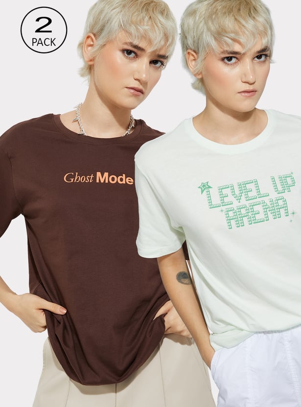 Women Printed T-shirts - Pack of 2
