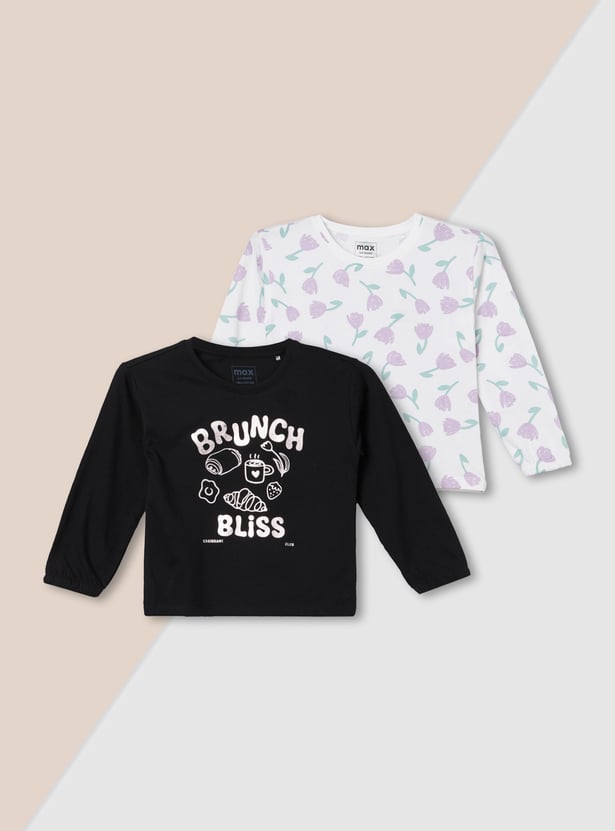 Girls Printed T-shirts - Pack of 2