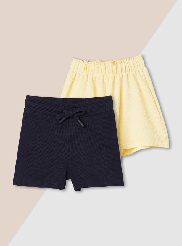Girls Textured Shorts - Pack of 2
