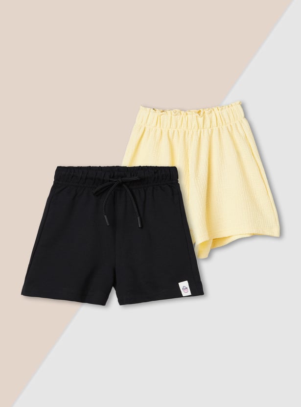 Girls Textured Shorts - Pack of 2
