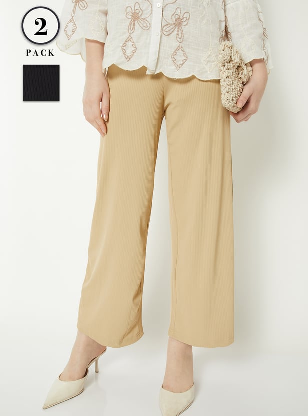 Women Ribbed Palazzos - Pack of 2