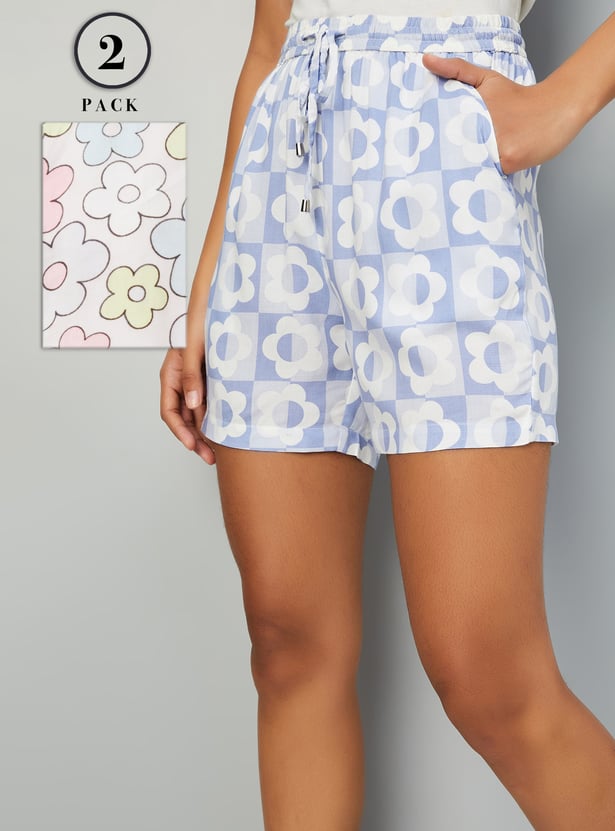 Women Printed Lounge Shorts - Pack of 2